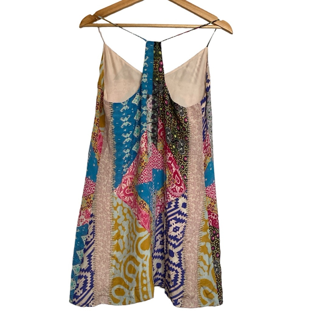 Lavender Brown Silk Patchwork Racerback Slip Mini… - image 5